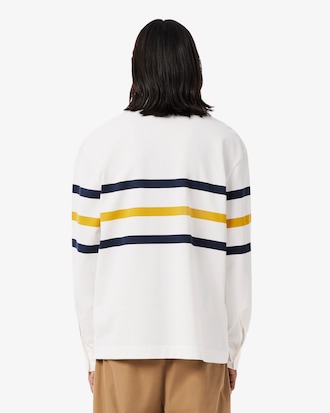 Relaxed Fit Striped Piqu&eacute; Rugby Polo Shirt