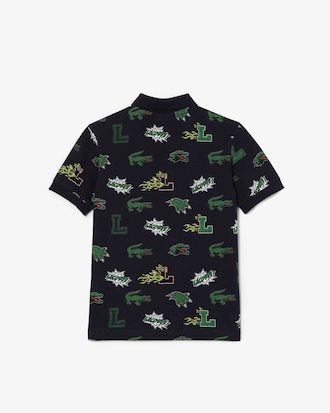 Kids' Comic Effect Crocodile Print Polo