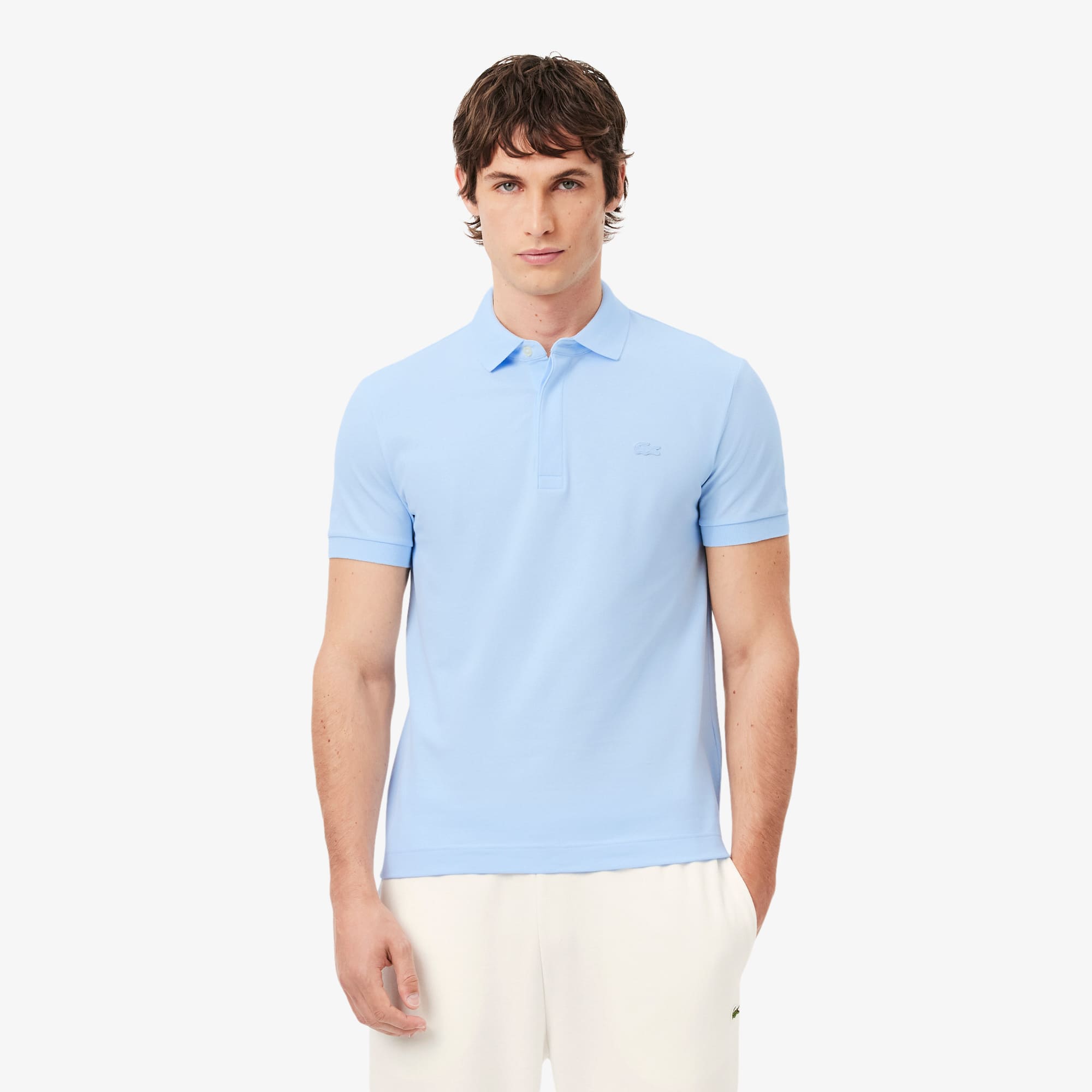 Lacoste Men's Stretch Cotton Paris Polo Shirt - T01 - Rill Light Blue