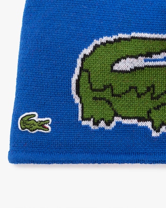 Unisex Wool Beanie with Large Crocodile