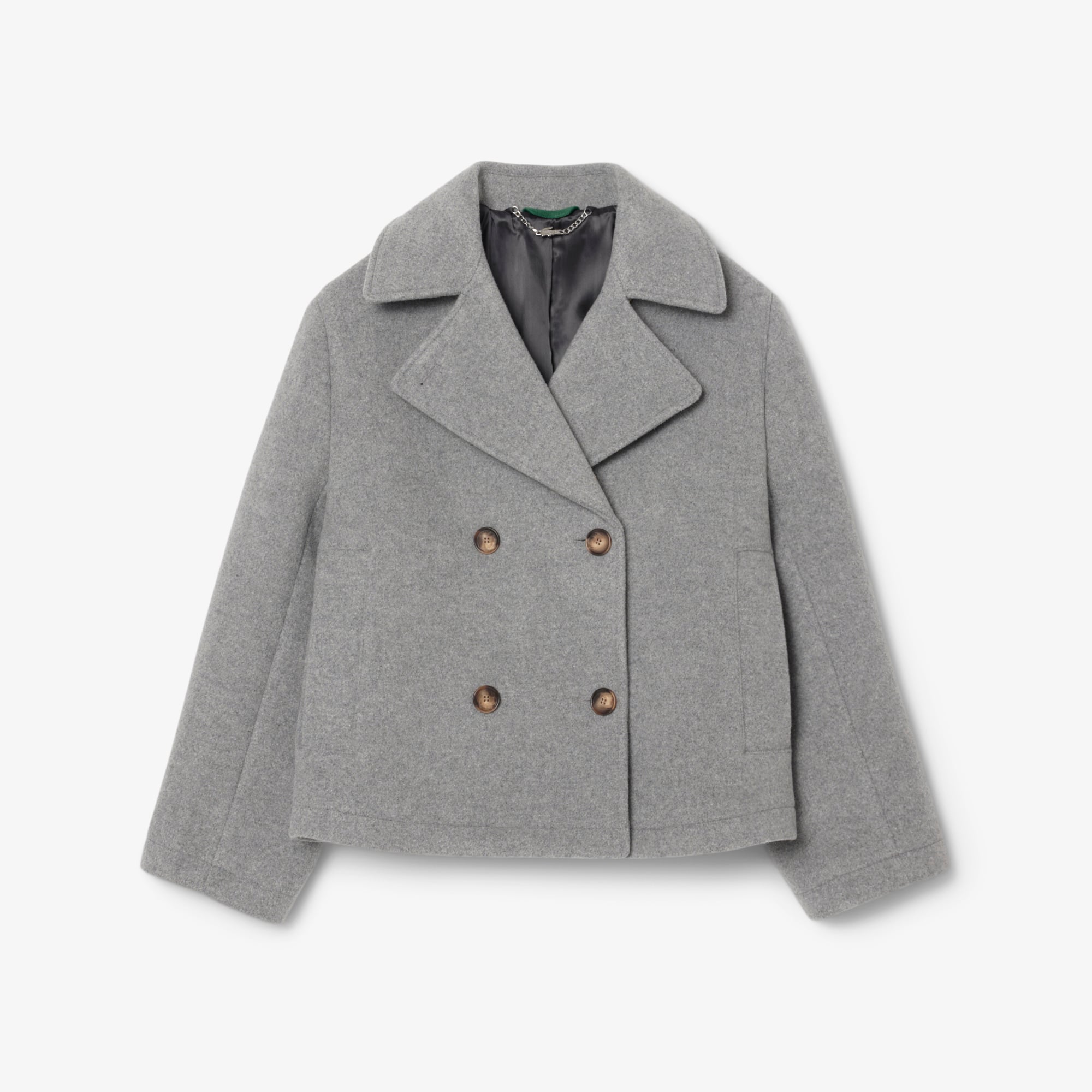 Women's Short Oversized Wool Blend Pea Coat - Jackets & Coats