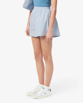 Shorts Para Mujer De Corte Relajado En Popelina Ligera A Rayas