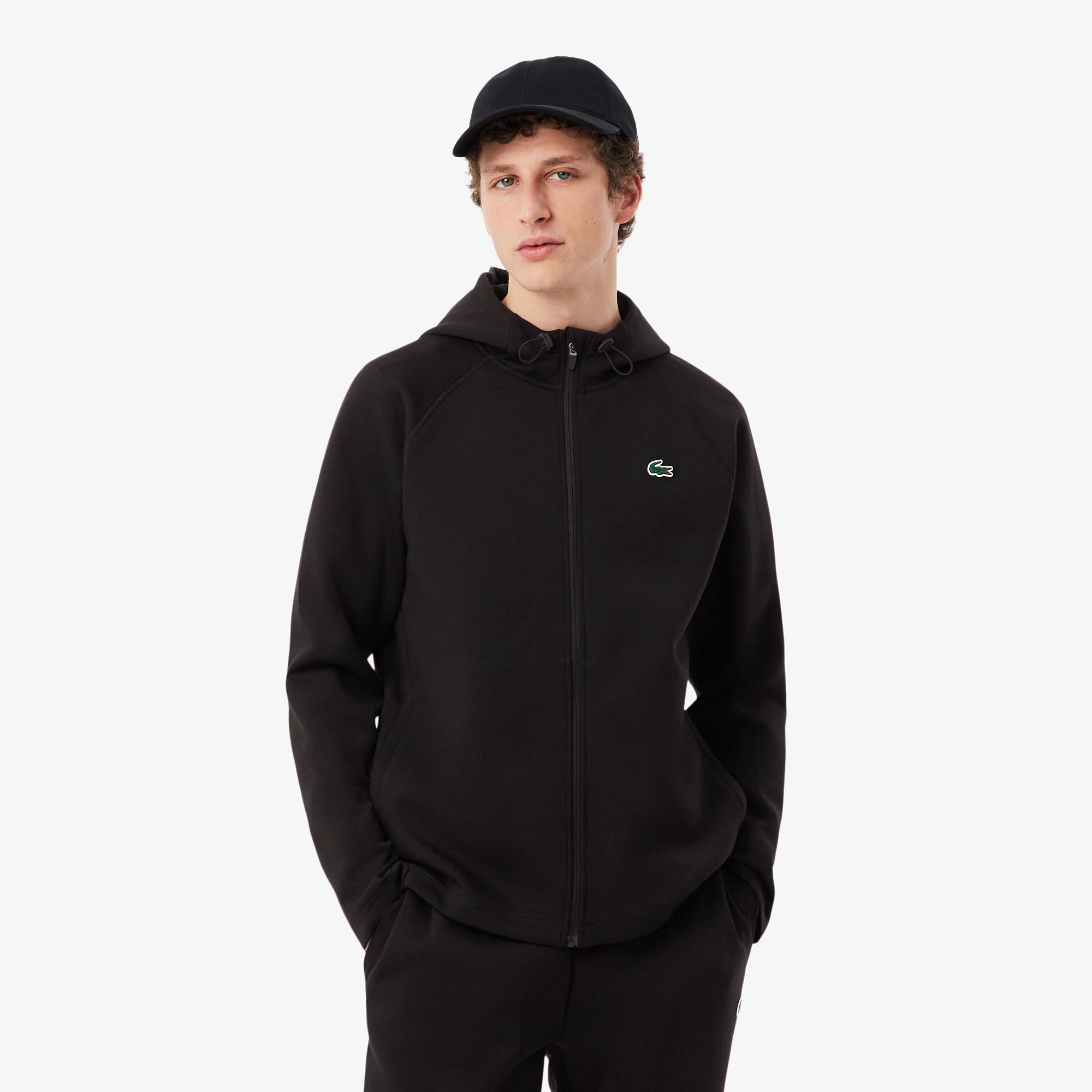 Lacoste Sport Stretch Zipped Hoodie - Xxl In Black