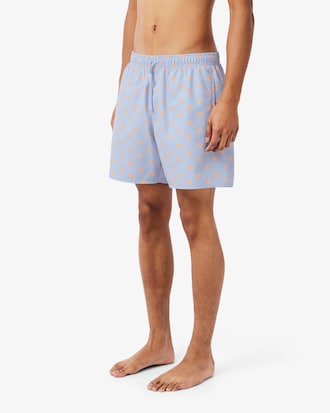 Mid Length Crocodile Print Swim Trunks