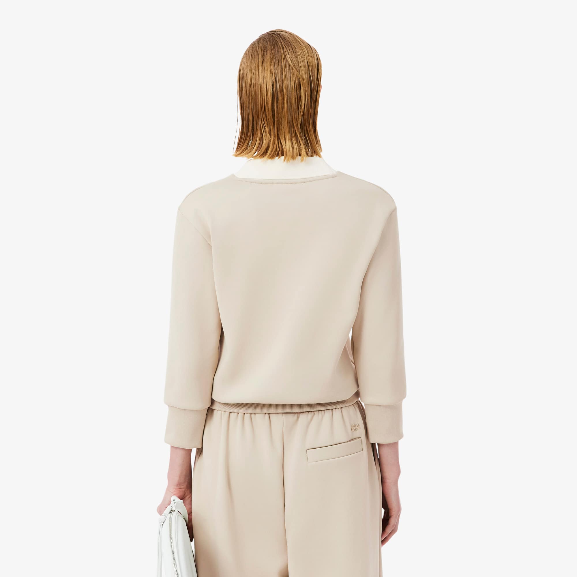 Runway Satin Knit V Neck Sweatshirt