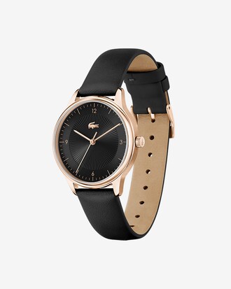 Lacoste Club Women 3 Hands Watch - Black With Leather Strap