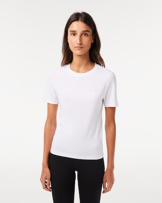 Playera para mujer en mezcla de algodón con cuello redondo