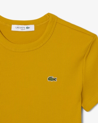 Playera de Corte Slim de Algod&oacute;n Acanalado para Mujer