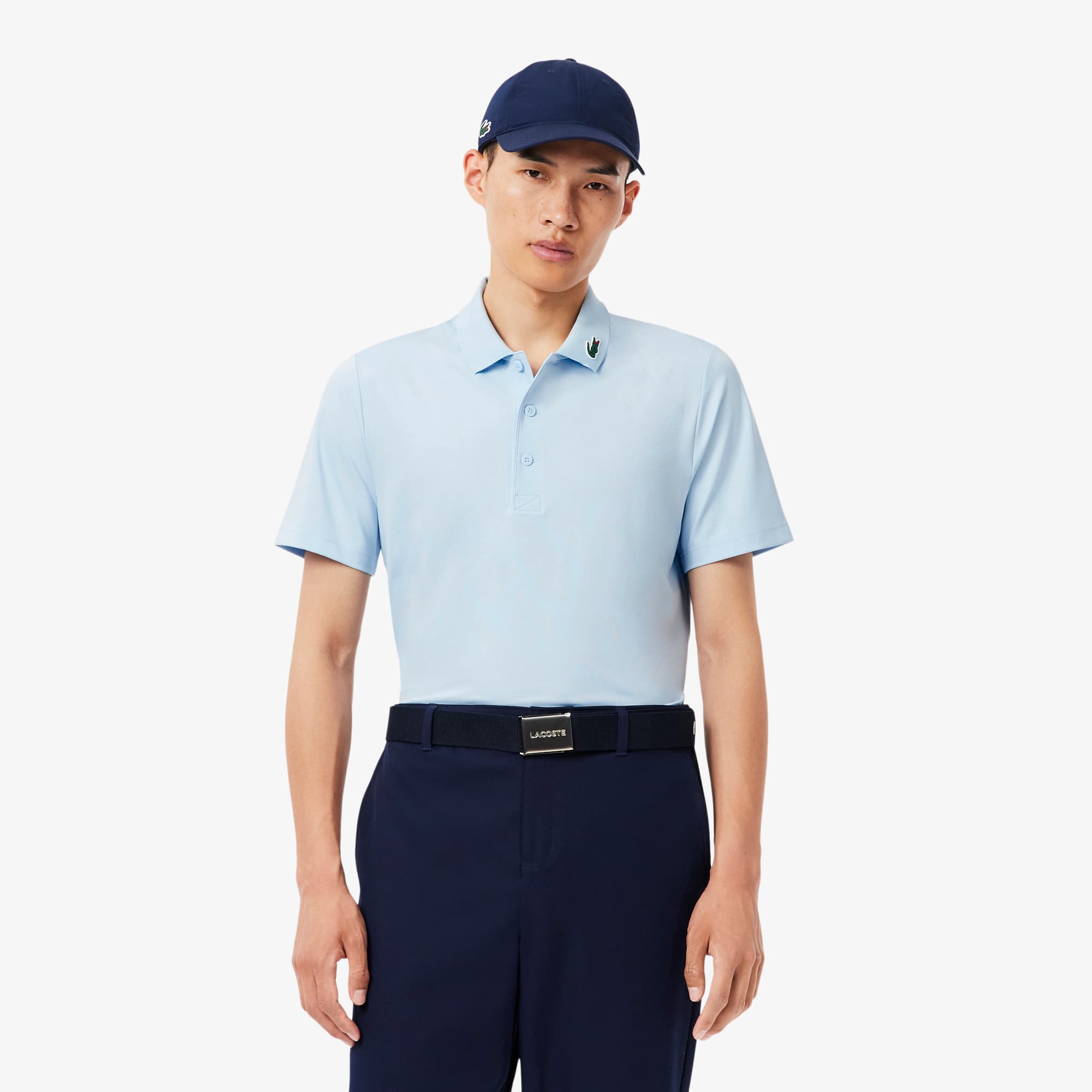 Lacoste Men's Regular Fit Uv Protect Golf Polo In Blue