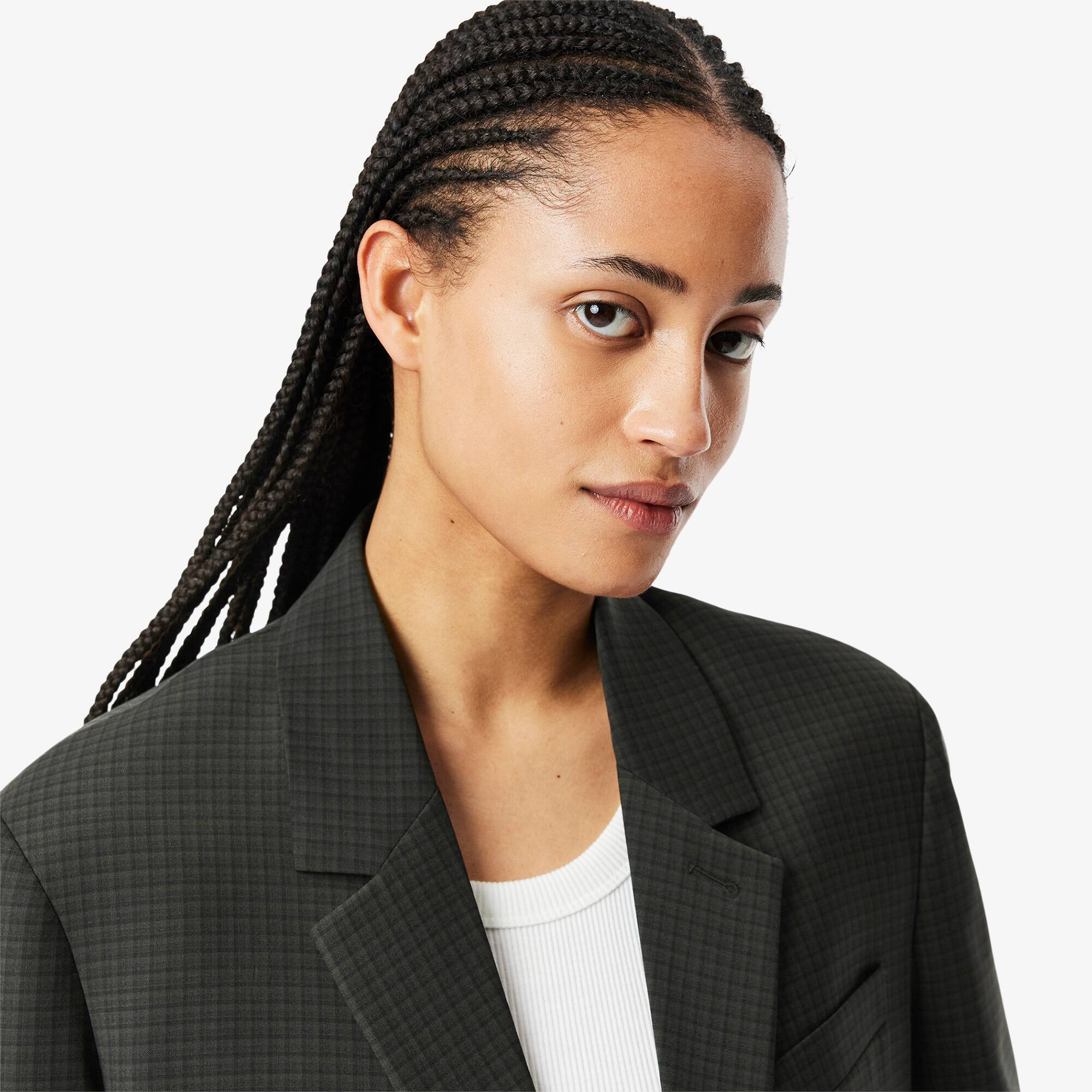 Women's Wool Blend Checked Blazer - Women's Collection - New In