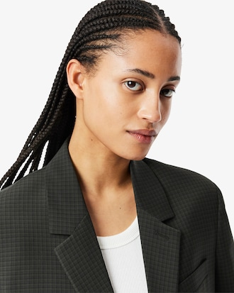 Women's Wool Blend Checked Blazer
