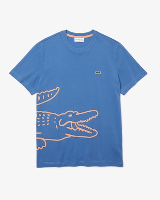 Playera de algod&oacute;n org&aacute;nico con estampado de cocodrilo y cuello redondo para hombre