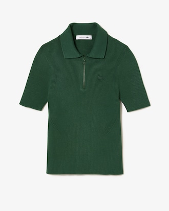 Women's Zip Neck Rib Knit Polo