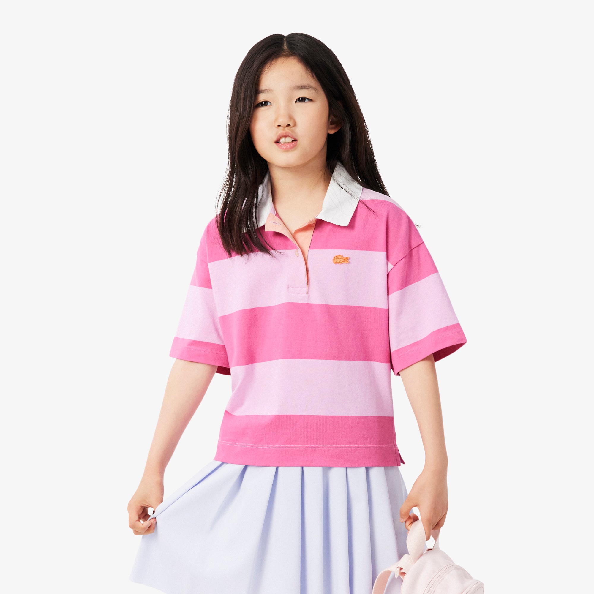 Lacoste Oversized Striped Cotton Rugby Polo
