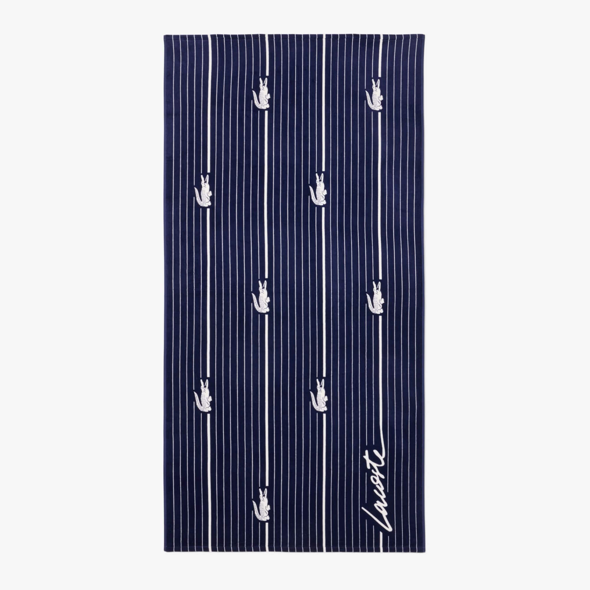 Lacoste Croc Shirting Beach Towel - One Size In Blue