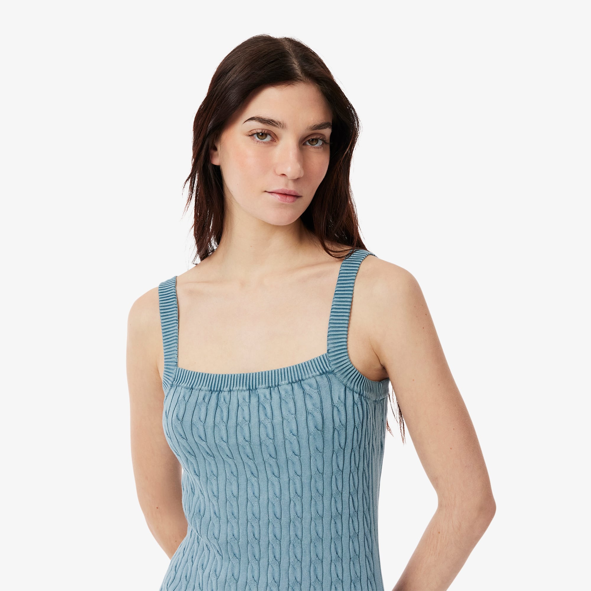 ★LACOSTE★ Women's Cable Short Sleeve Sweater Dress Black E Hermione Cap Sleeve Sweater Dress | Marciano