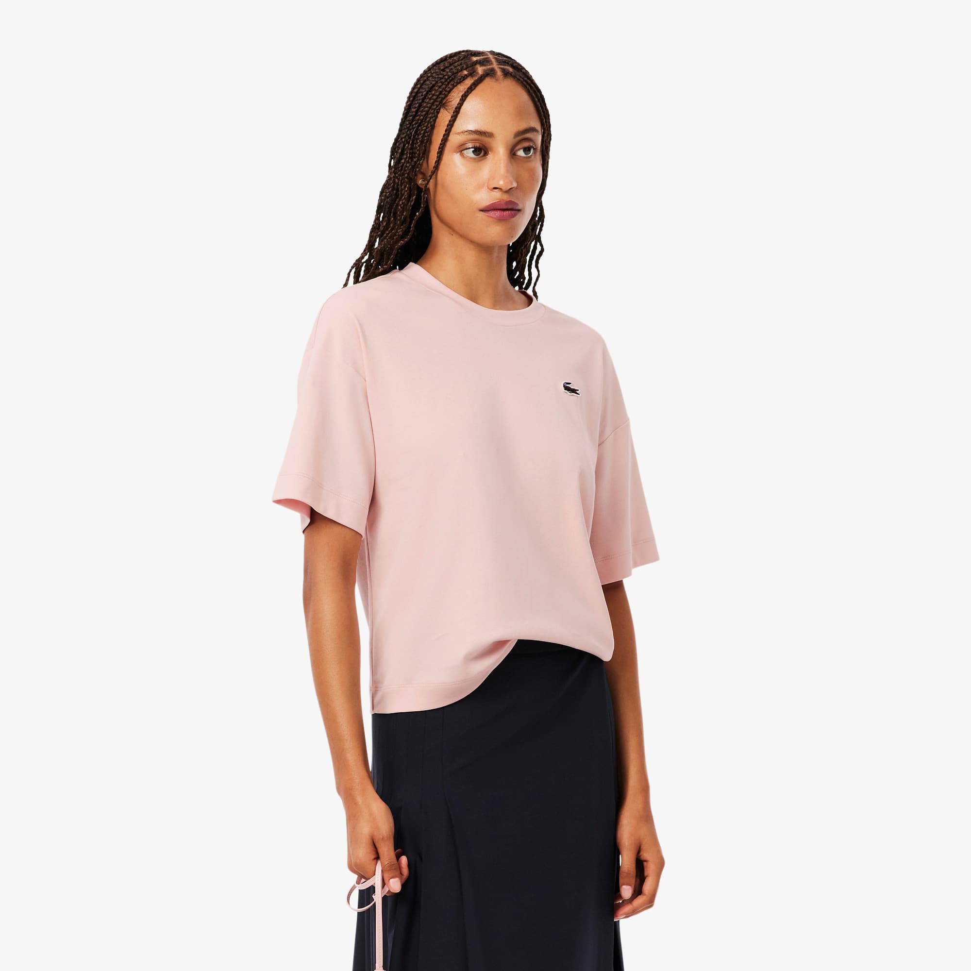Lacoste Women's Relaxed Fit Landscape Crocodile T-shirt - 38 In Pink