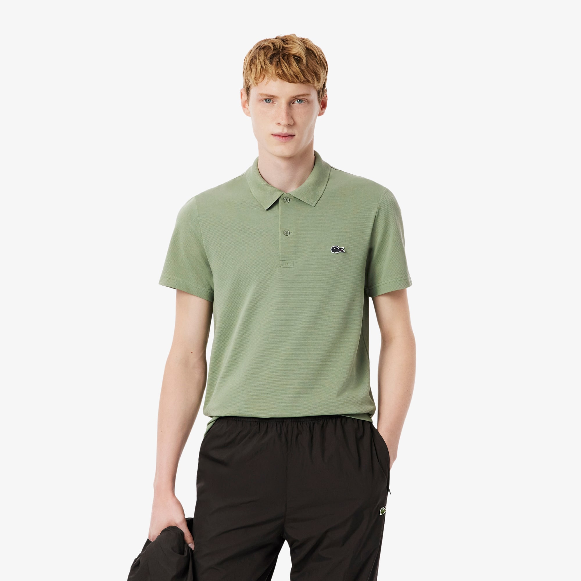 Lacoste Men's Regular Fit Long Sleeve Cotton Blend Polo - L - 5 In Green