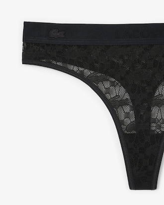 Logo Waist Lacy String Briefs