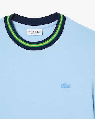 T-shirt avec col ray&eacute; en mini piqu&eacute; stretch