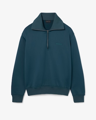 Runway High Neck Zipped Satin Sweatshirt