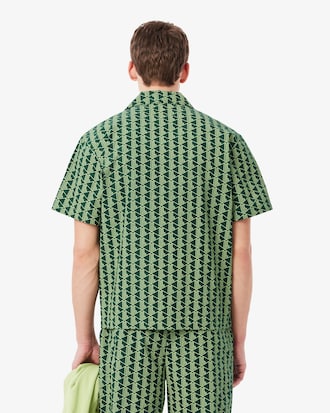 Camisa De Pijama De Popelina Con Estampado Monograma