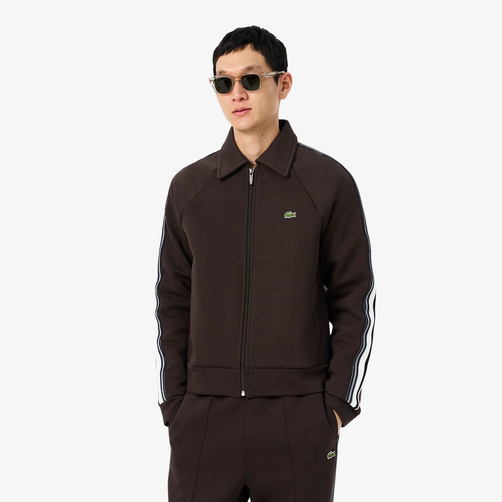 Lacoste Men's Made In France Zip-up Sweatshirt - 3xl - 8 In Brown