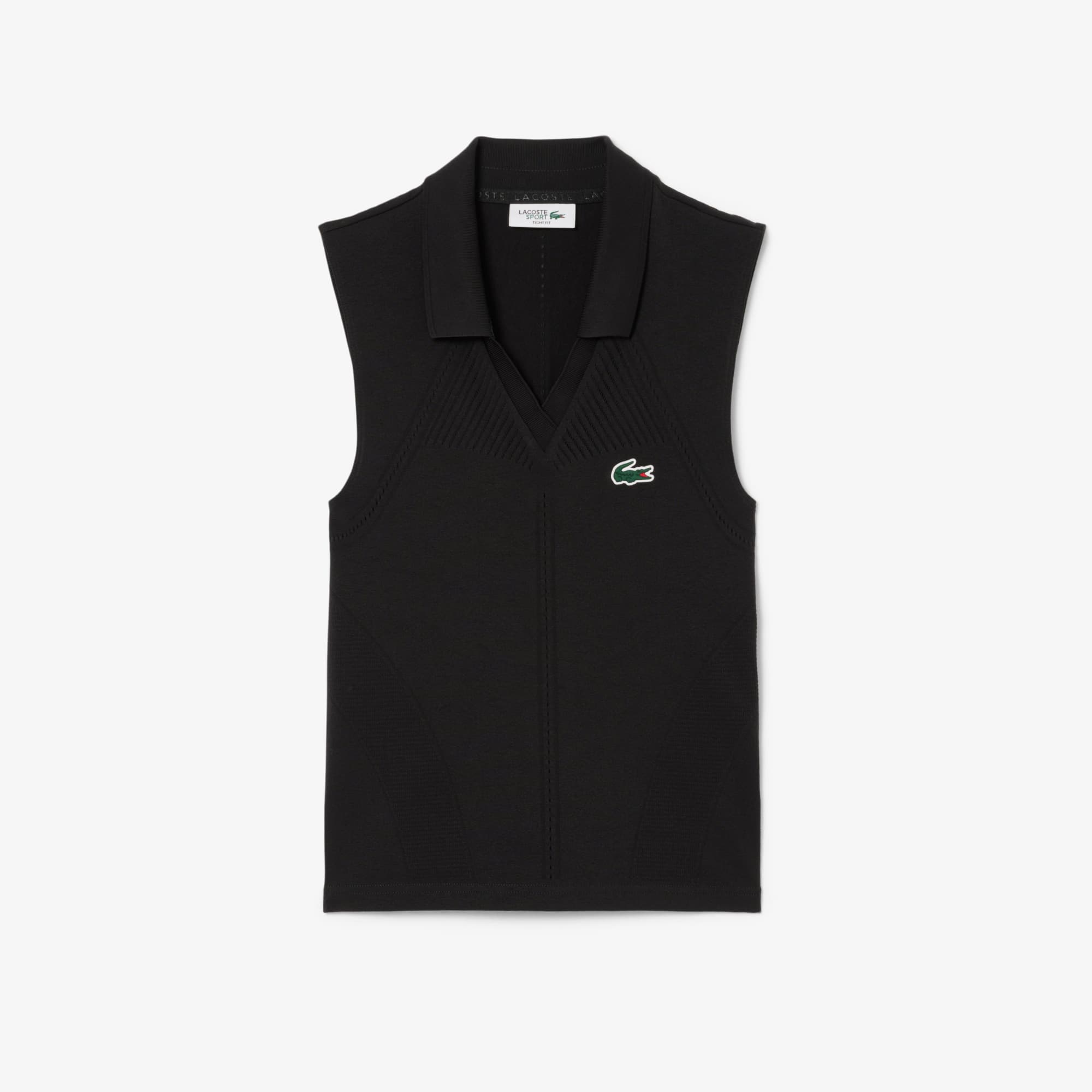 Lacoste Women's Sleeveless Stretch Knit Tennis Polo - 4 - 42/44 In Black