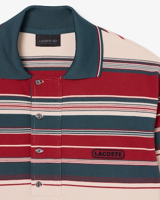 Runway Loose Fit Striped Piqu&eacute; Polo Shirt