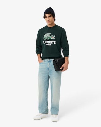 Sudadera cl&aacute;sica con cuello redondo y estampado