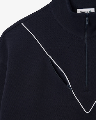 Men's Loose Fit Zip Neck Piqué Sweatshirt