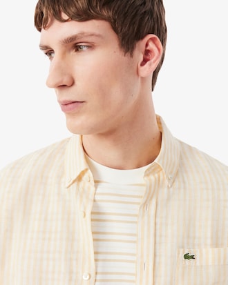 Men's Regular Fit Striped Linen Shirt