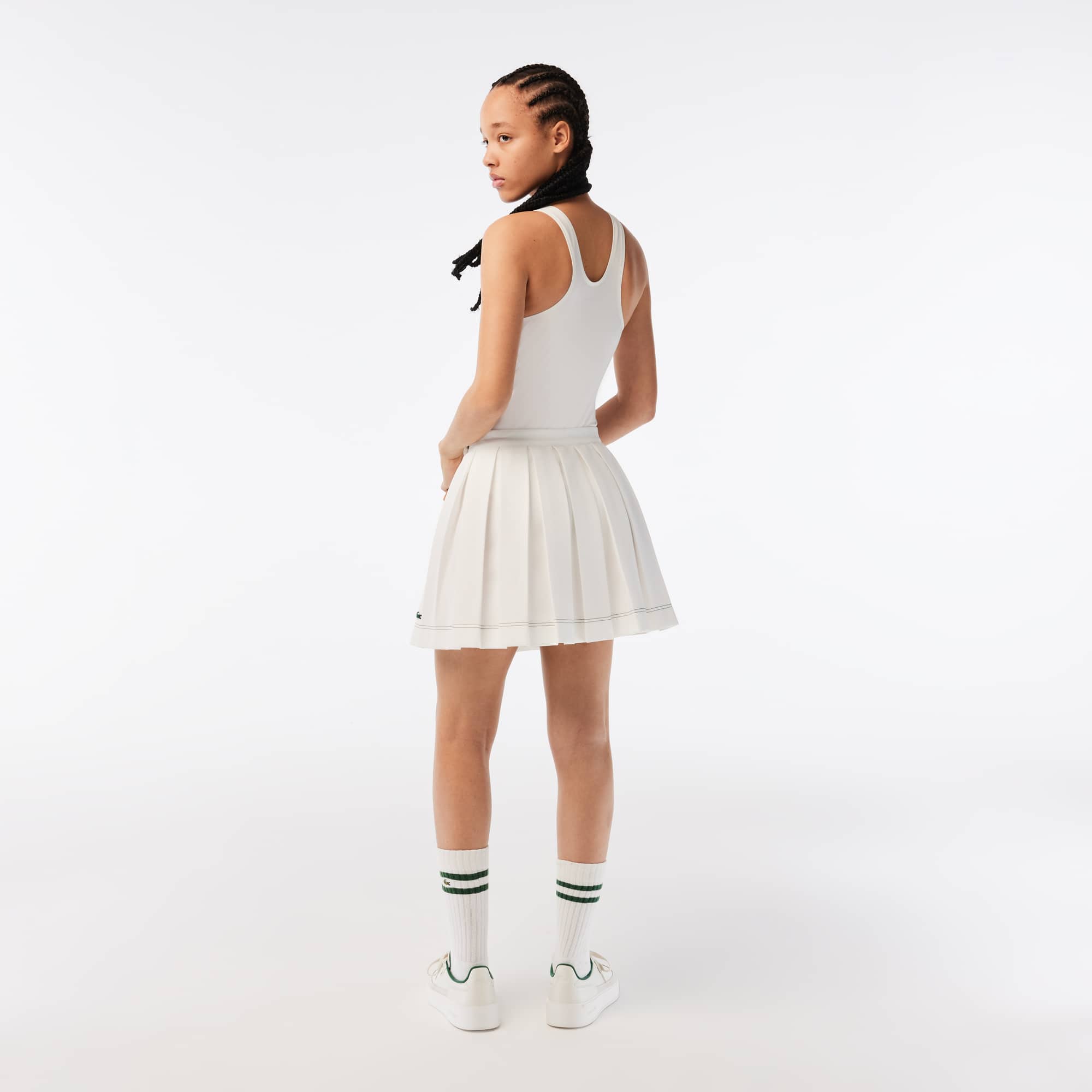 ★LACOSTE★ Women's Golf Bag Pleated Skirt White JF8571-55G8 Lacoste Women's White Skirts In Size X-Small | Sporting Life