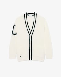 Badge Accent Wool Blend Golf Cardigan