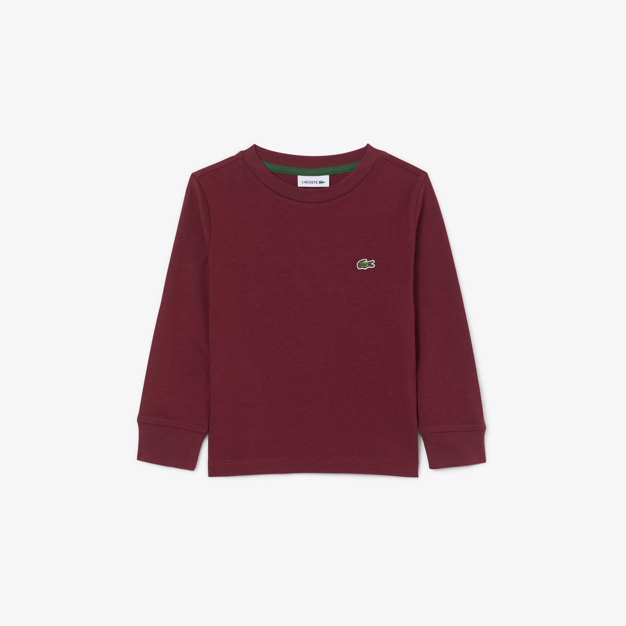 Lacoste Kids' Long Sleeve Cotton T-shirt - 7 Years In Burgundy