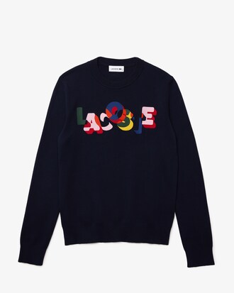 Women's Crew Neck Lacoste Embroidery Organic Cotton Sweater