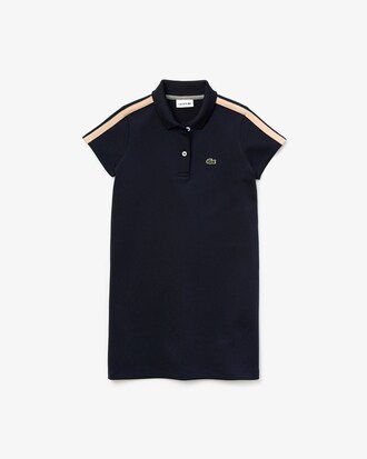 Robe polo Fille avec bandes ray&eacute;es stretch