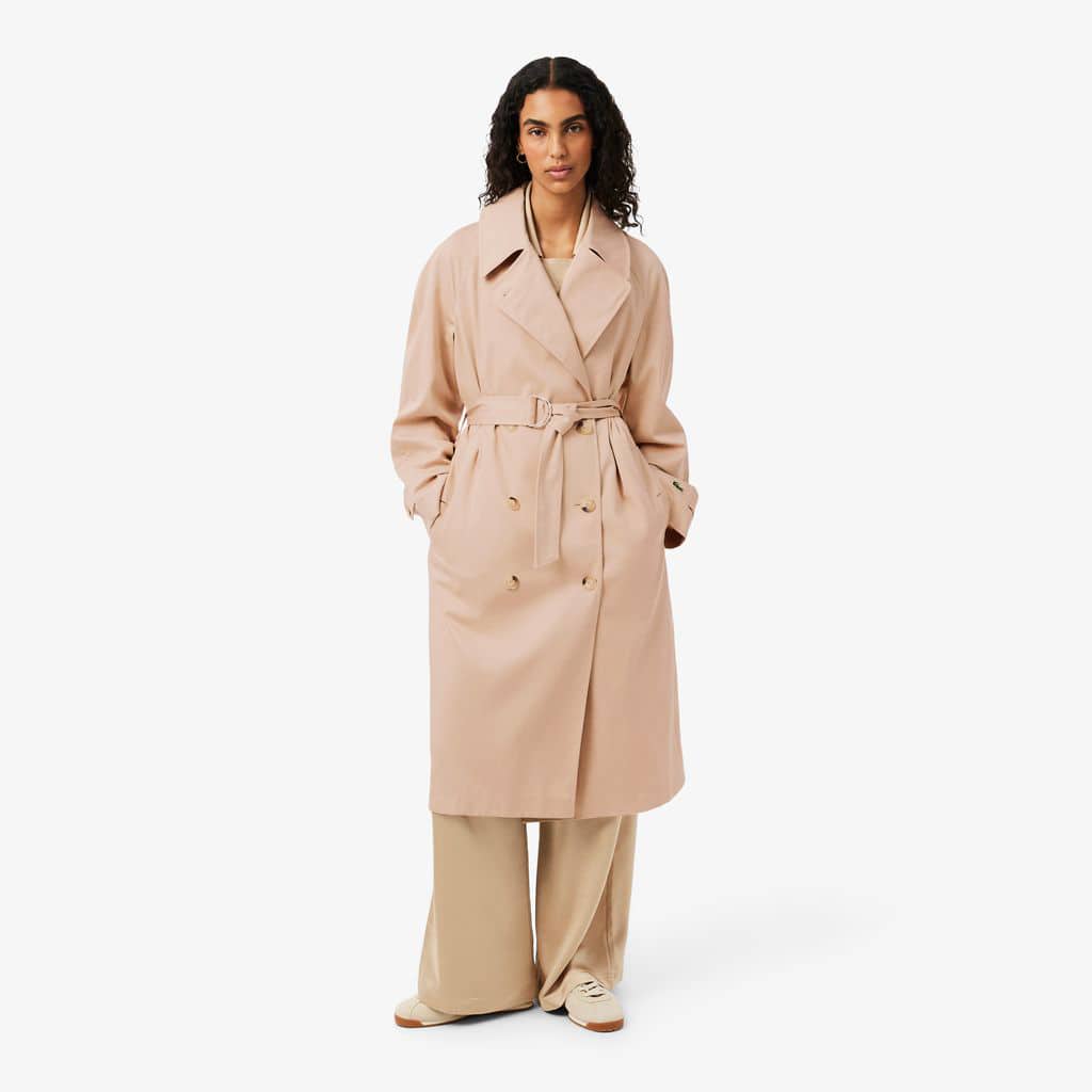 LACOSTE トレンチコート 38ロングコート ワニロゴ レディース 春 Oversized Water-Repellent Trench Coat - Organic Cotton - New In