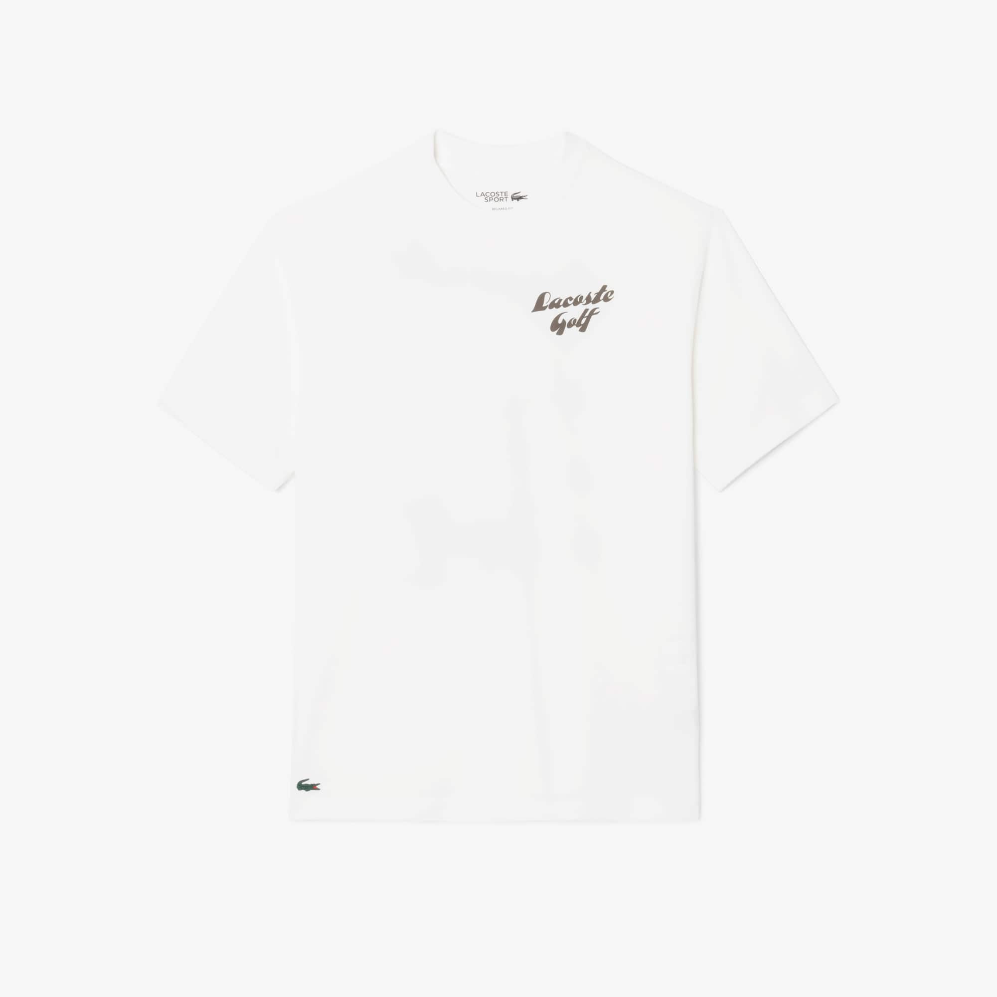 Lacoste Men's Relaxed Fit Printed Golf T-shirt - L - 5 In White