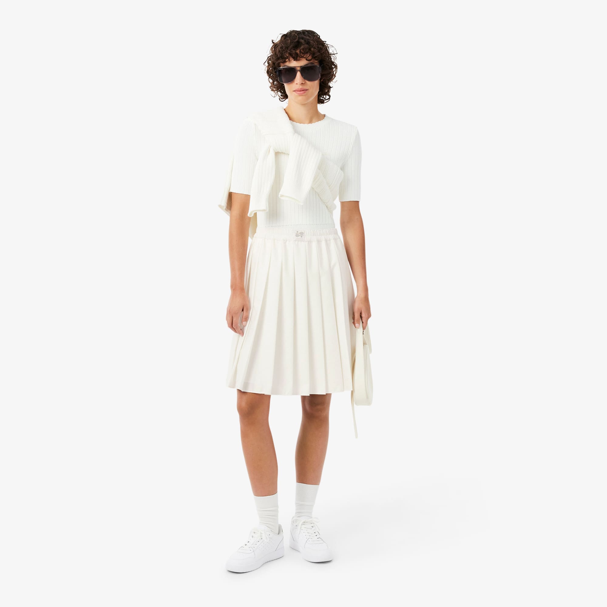 Pleated Petit Piqué Effect Midi Skirt - Shorts & Skirts - New In