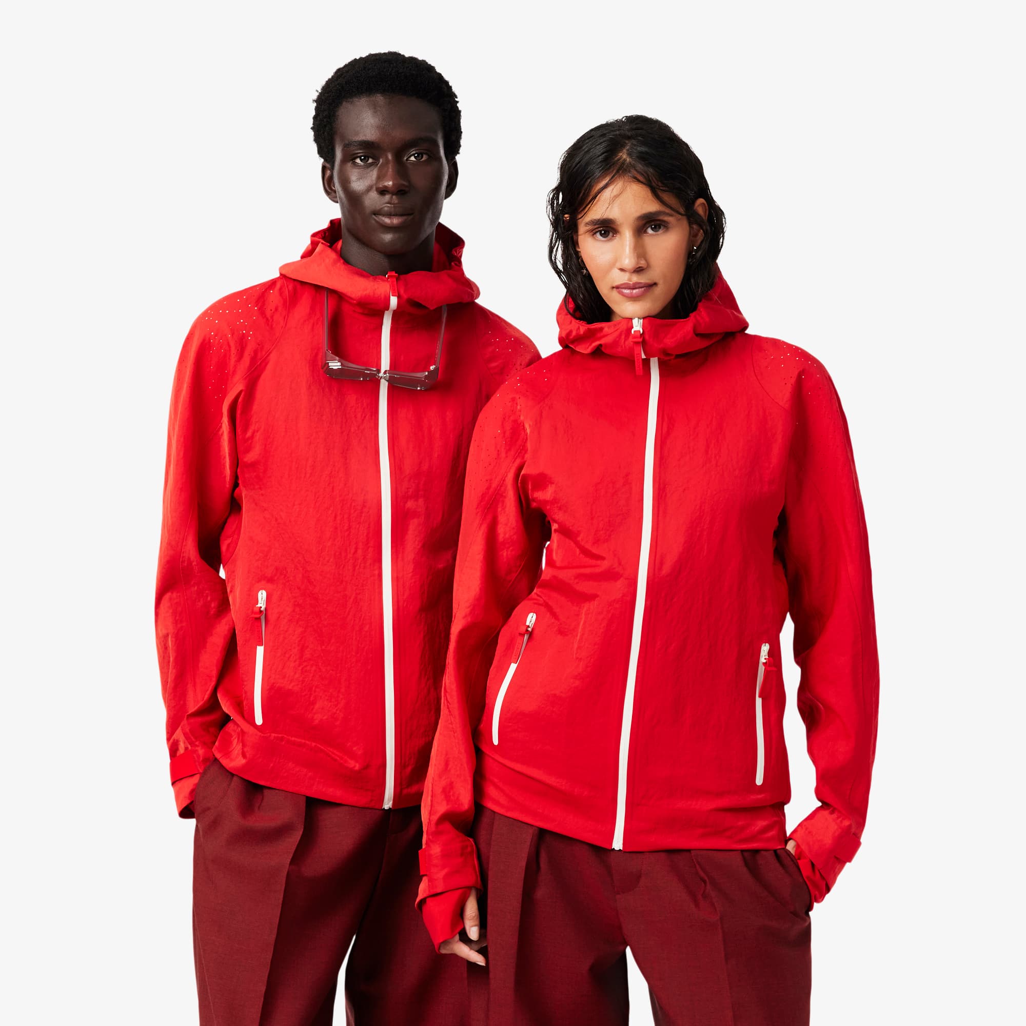 Lacoste Runway Technical Gabardine Jacket In Red