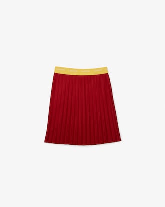 Girls' Contrast Waistband Pleated Knit Skirt