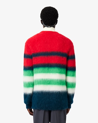 Runway Striped Brushed Alpaca Blend Piqu&eacute; Sweater