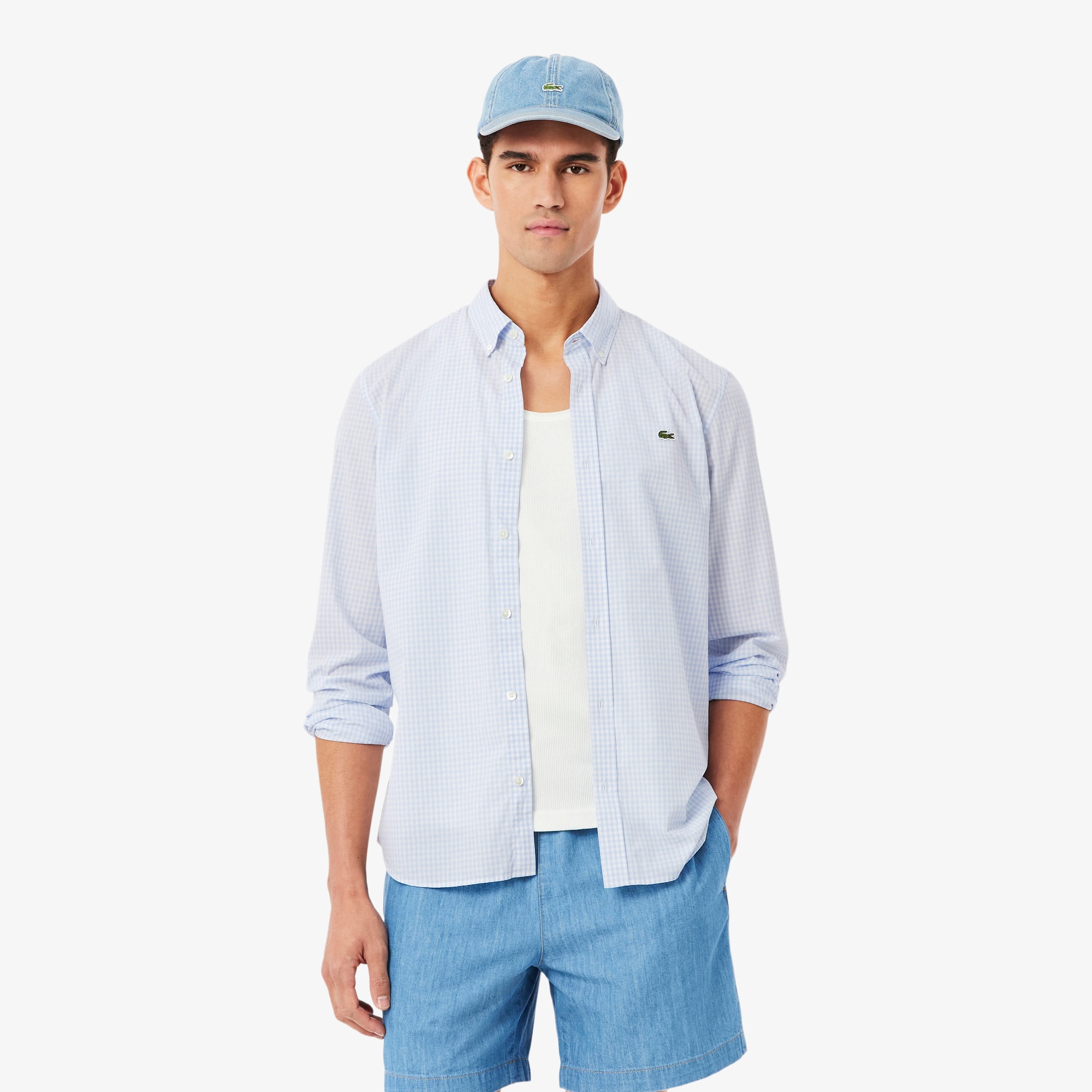 Lacoste Regular Fit Lightweight Poplin Plaid Shirt