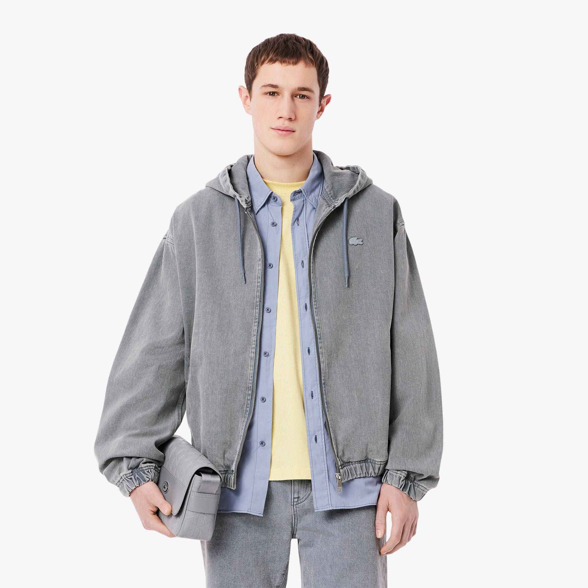 Men's Washed Effect Denim Hooded Jacket - Jackets & Coats - New In