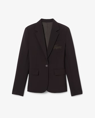 Blazer slim fit en laine logo brod&eacute;
