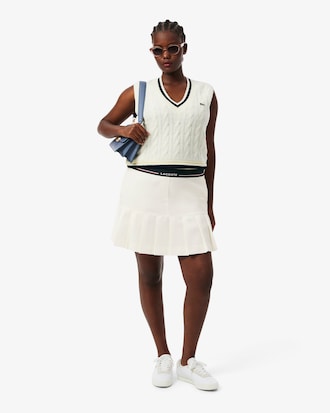 Falda corta plisada de mezcla de lana