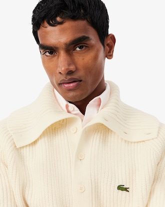 High Neck Pearl Rib Knit Sweater