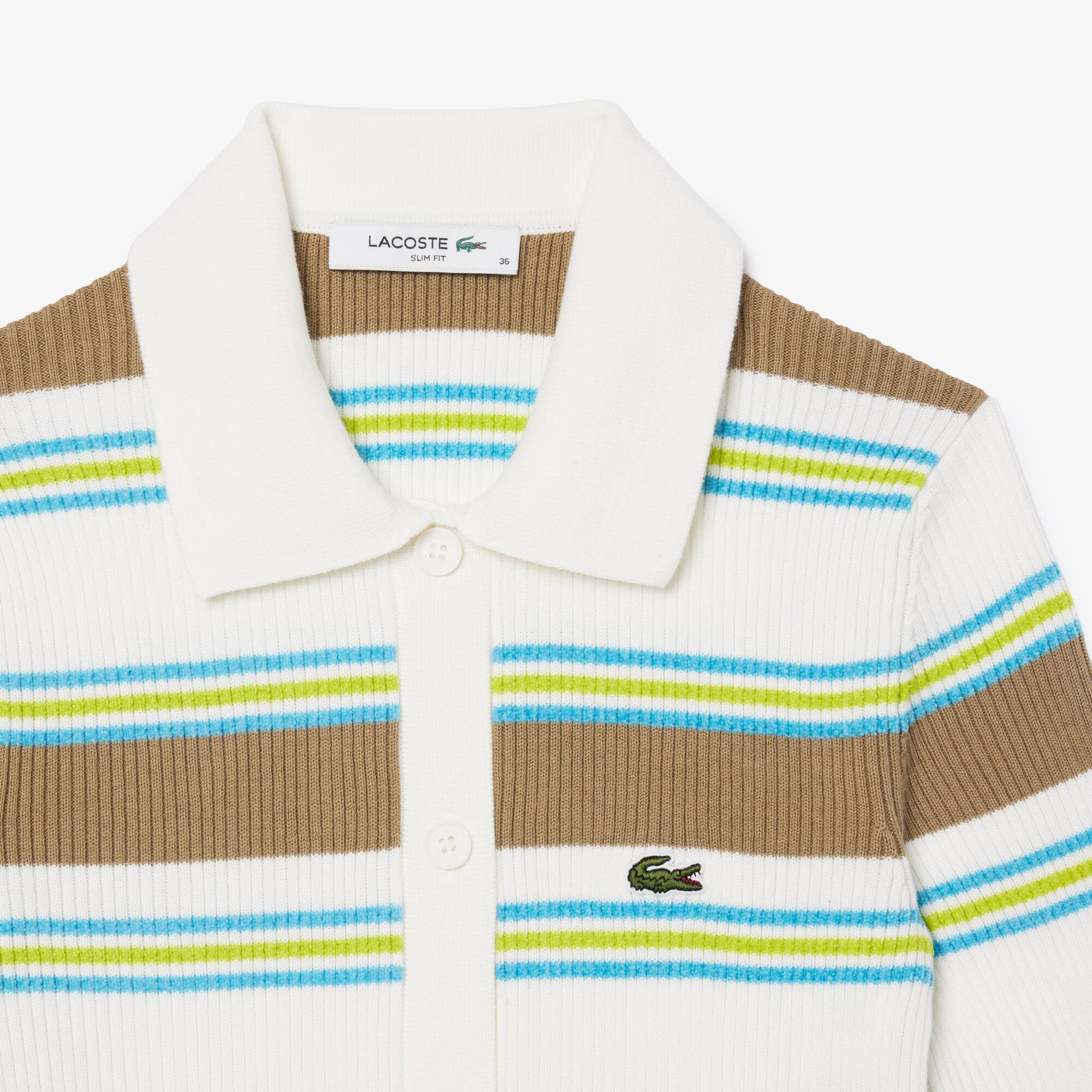 Women's Ribbed Cotton Polo Collar Sweater - Sweaters & Sweatshirts