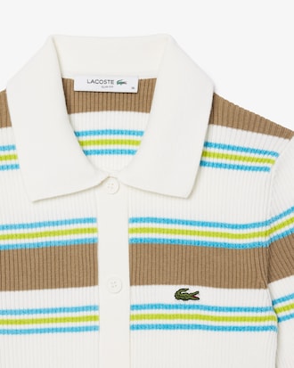 Women's Ribbed Cotton Polo Collar Sweater